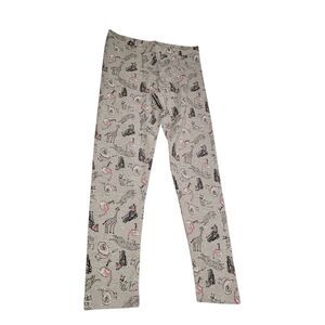 Spotted Zebra Girls Casual Zoo Animals Printed Gray Leggings Size Large (10)